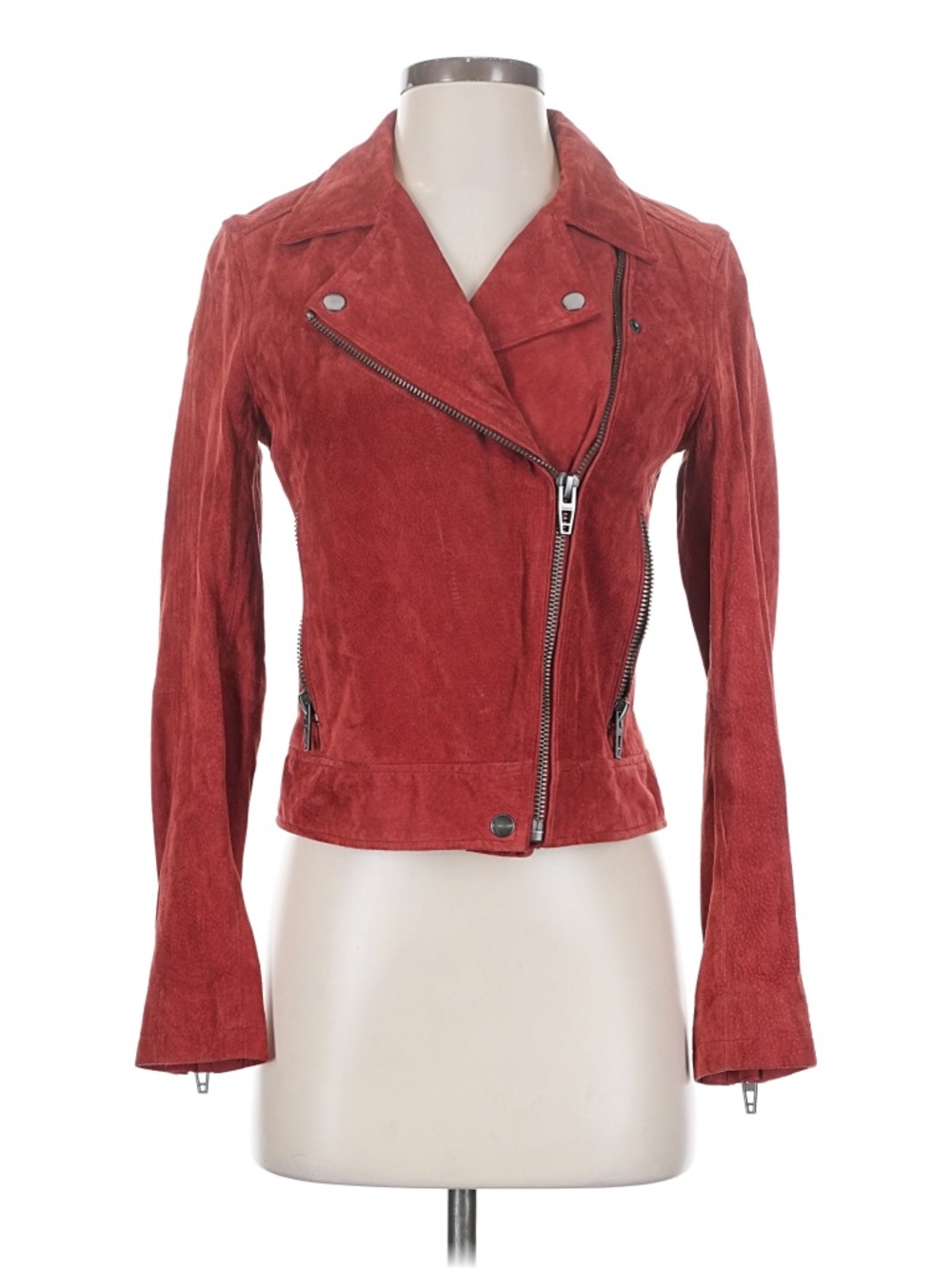 BLANKNYC Genuine Suede Leather Moto Jacket Rust Red XS
